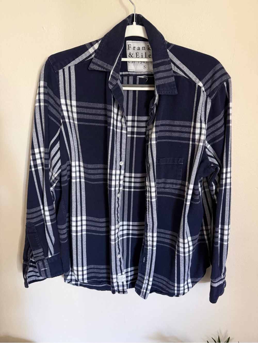 Frank & Eileen Navy and White Plaid Button-Down Shirt